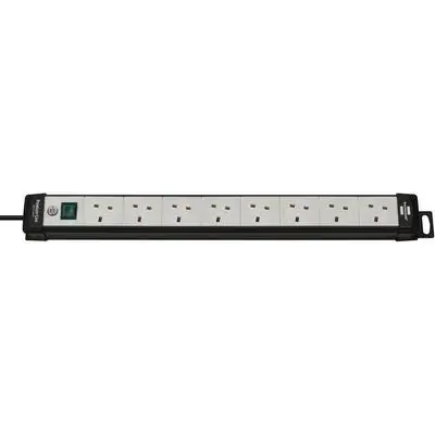 Extension Lead 8 Way 3M Black-Grey