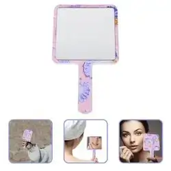 Flower Patterned Square Handheld Makeup Mirror