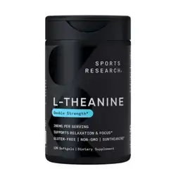 Sports Research L-Theanine 200mg with Organic Coconut Oil | Suntheanine Supplement for Focus, Relaxation & Alertness | Double Strength, Non-GMO & Gluten Free