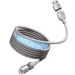 PD100w Magnetic Fast Charging Cable 4 in 1 Braided USB C Cable Retractable Anti-Tangle Charging Cord for iPhone,