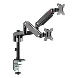 GAMEON GO-2045 Pole-Mounted Spring-Assisted Dual Monitor Arm For Gaming And Office Use, 17" - 32", Each Arm Up To 9 KG - Black