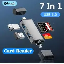 OTG Type C SD TF Card Reader 7 in 1 USB 3.0 Micro USB Flash Drive Adapter 5Gbps High Speed Transfer Multifunctional Card Reader