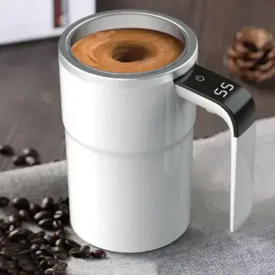 Self Stirring Mug, Auto Magnetic Coffee Mug with LED Display Temperature, Rechargeable Automatic Stirring Mug, Self Mixing Cup with Lid for Coffee Tea Hot Chocolate
