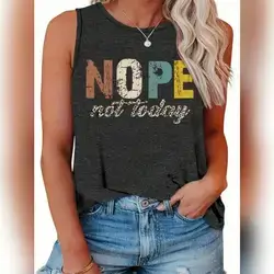 INAWLY Plus Size Letter Printed Crew Neck Casual Tank Top - 3XL