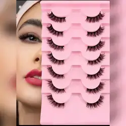 Half Lashes 7 Pairs 12mm Cat Eye Look Tail Elongated False Lashes