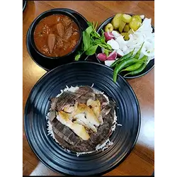 Rice with Okra Broth and Beef Shawarma