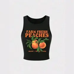 INAWLY Women's Letter & Fruit Print Casual Tank Top - Large