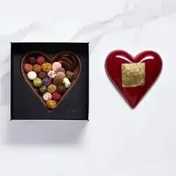 V Love Gold Red Heart