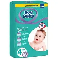 Evy Baby Diapers Size 4 (7-18) 58 Pieces
