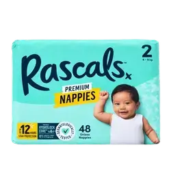 Rascals Premium Baby Tape Diapers Size 2 4-8 Kg 48 Count