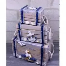 Oster Nautical Decorative Wooden Boxes Set of 3 White