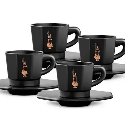 SET 4 8-FACES CUPS TOTAL BLACK