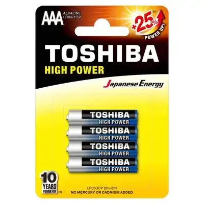 Toshiba High Power AAA Alkaline Batteries (LR03).