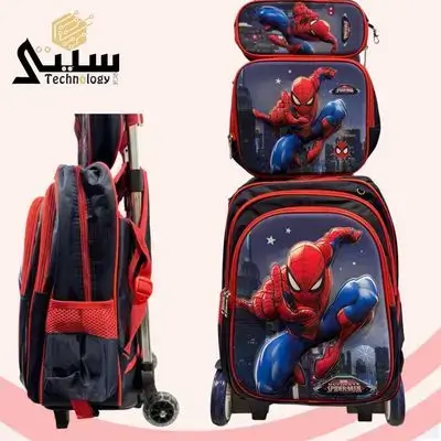 School bag rolling spiderman 3 pieces