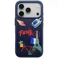 Levelo Vallo PU Leather Case for iPhone 17 Promax-blue paris