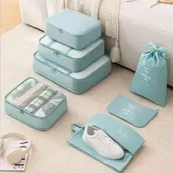 8pcs Travel Organizer Set, Luggage Packing Cubes - Light Blue