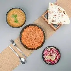 Red Rice And Lentil Soup And Salad