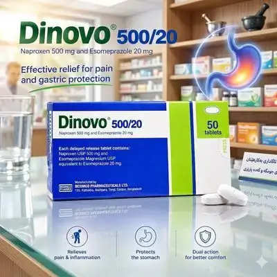 Dinovo 500/20 (Naproxen 500mg + Esomeprazole 20mg) 50 tablets