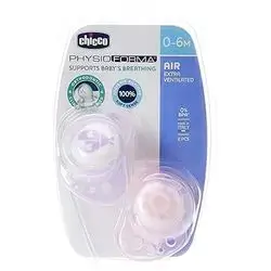 Chicco Soother Physio Air Silicone, Pink 0-6 Months 2Pcs