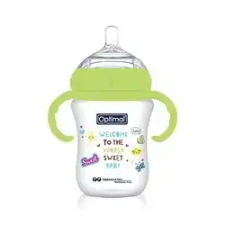 Mamilla Extra Wide Neck Double Anti-Colic Feeding Bottle 300ml (+6) with Handle - Green