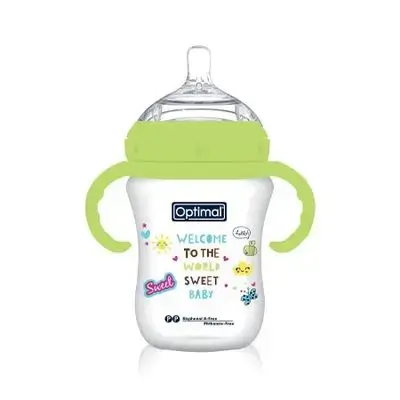 Mamilla Extra Wide Neck Double Anti-Colic Feeding Bottle 300ml (+6) with Handle - Green