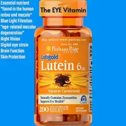 Premium Lutigold™ Lutein Carotenoid 6mg with Zeaxanthin for eyes, Men and Women, Supplement for Eye Health, night vision, blue light Filtration, skin health, brain function, 200 Softgels Lutein