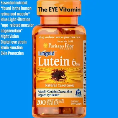 Premium Lutigold™ Lutein Carotenoid 6mg with Zeaxanthin for eyes, Men and Women, Supplement for Eye Health, night vision, blue light Filtration, skin health, brain function, 200 Softgels Lutein