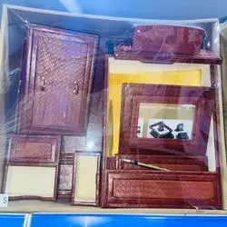Set Of Desk Top Leather Brown