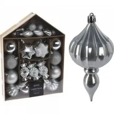 Koopman Xmas Ball Set 32Pcs Silver