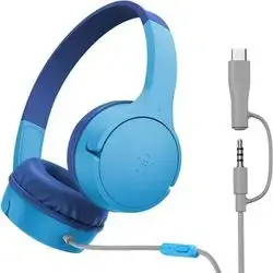 Belkin SoundForm Mini Kids Wired Headphones with USB-C to 3.5mm Blue