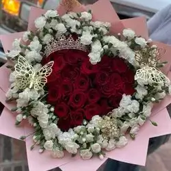 Vip Red Rose & White Flowers Bouquet