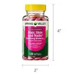 spring valley hair skin and nails 5000 mcg biotin 120 softgels