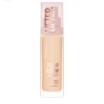 Maybelline New York Lifter Plump & Glow - Foundation - Plumps & Brightens Instantly - Even, Lifted & Radiant Finish - Shade 110 - 30ml