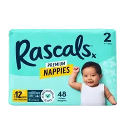 Rascals Premium Baby Tape Diapers Size 2 4-8 Kg 48 Count