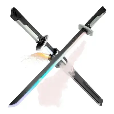 Futuristic Cyberpunk LED Sparkle Toy Sword - Black & Gray (Model 988E)