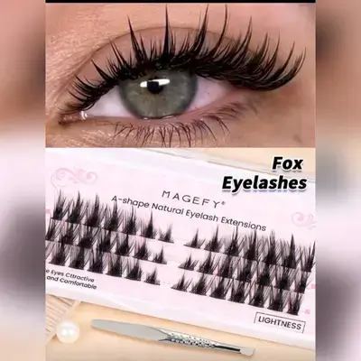 MAGEFY 36 pcs C Curl Manga DIY Extended Tail Cross Fox Eyelashes Cluster