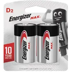 Energizer Max Alkaline D Batteries - Pack Of 2