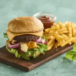 Burger with Fries and Cola