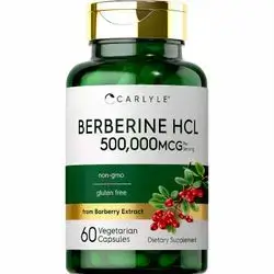 Carlyle Berberine HCL Supplement | 500,000mcg | 60 Capsules - Supports blood sugar (glucose) - blood cholesterol - metabolism - weight loss - colon and digestive system - berberine