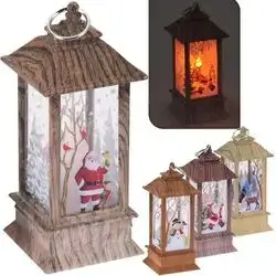 Lantern 13Cm Woodlook 4Ass