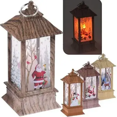 Lantern 13Cm Woodlook 4Ass