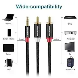 SHULIANCABLE 3.5mm to 2RCA Audio Cable, Audio Auxiliary Adapter Stereo Splitter Cable AUX RCA Y Splitter for Smartphone, MP3,Speakers, Tablet, HDTV,Home Theater (1.6Ft/0.5M)