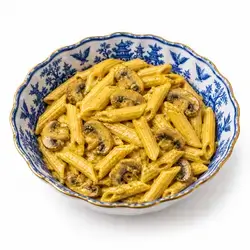 Penne with mushroom and curry sauce