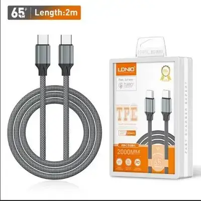 2m LDNIO TYPE C + TYPE C Cable /65w