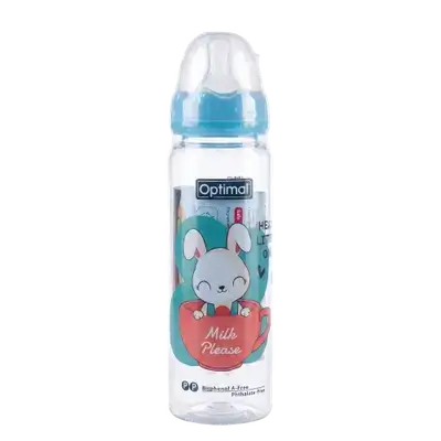 Glass Feeding Bottle 240ml Blue Color OPB-1098 _ Optimal