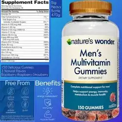 Men's Multivitamin Gummies, Multivitamins for men, Supports Immune Health, Energy, Metabolism and Muscles with Vitamins A,C,D,B6,B12, Zinc, Iodine, Chromium, Men's Daily Multivitamin Gummies, 150 gummy Multivitamin 