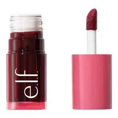 e.l.f. Sheer For It Blush Tint - Buildable Stain For Lips + Cheek - Left on Red