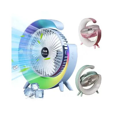 rechargeable desktop fan features a unique G-shaped design