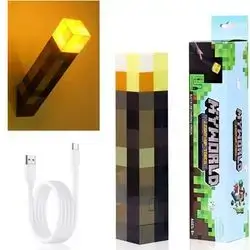 Minecraft Mini 3D Light-Up Torch – Ambient Atmosphere LED Lamp