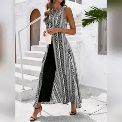 SHEIN Clasi Women's Elegant Crew Neck Black And White Jumpsuit - XL
